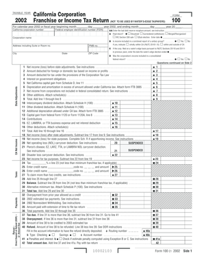 California Corporation Franchise or Income Tax Return Form 100