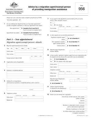 Form 956 Advice by Migration Agent