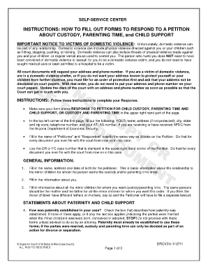 Response to Petition for Child Custody, Parenting Time, and Child Support