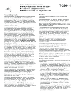New York Nonresident Cooperative Unit Estimated Income Tax Payment Form