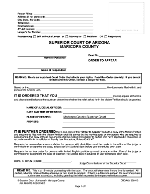 Arizona Order to Appear
