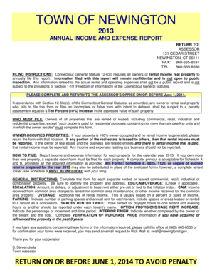 Connecticut Annual Income and Expense Report