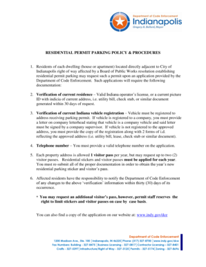 Residential Permit Parking Application