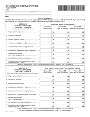 Virginia Schedule of Income Form 760PY