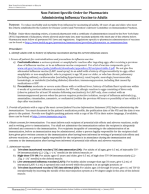 New York Influenza Vaccine Order for Pharmacists