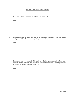 Interrogatories to Plaintiff
