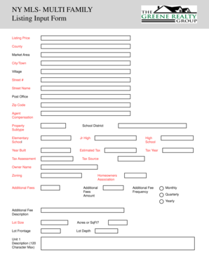 NY MLS Multi Family Listing Input Form