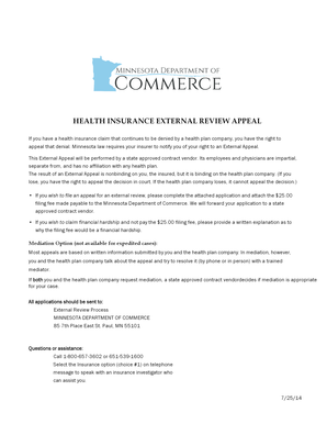Health Insurance External Review Appeal