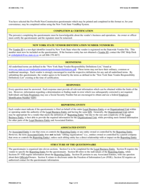 New York State Vendor Responsibility Questionnaire