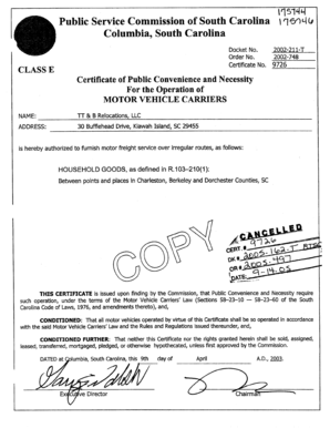 Public Service Commission of South Carolina ) qe~W4 Columbia ... - dms psc sc