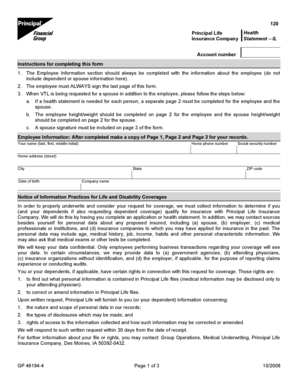 Principal Life Health Insurance Application Form