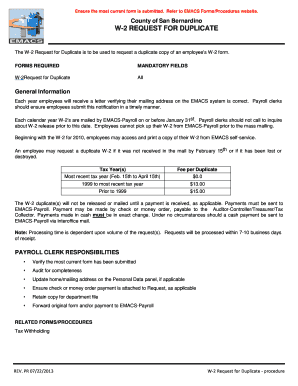 W-2 Request for Duplicate