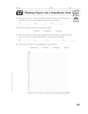 Coordinate Grid Triangle and Parallelogram Worksheet