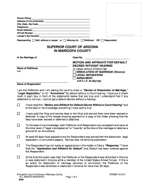 MOTION AND AFFIDAVIT FOR DEFAULT DECREE WITHOUT A ... - superiorcourt maricopa