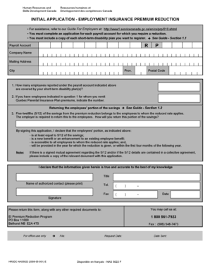 Employment Insurance Premium Reduction Application