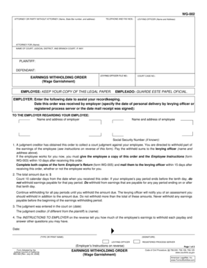 California Earnings Withholding Order