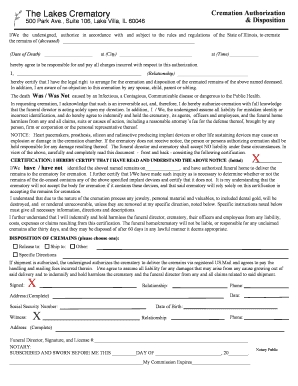 Illinois Cremation Authorization Form