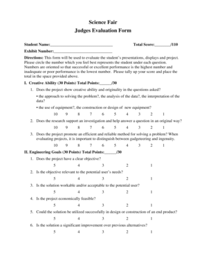 Science Fair Judges Evaluation Form