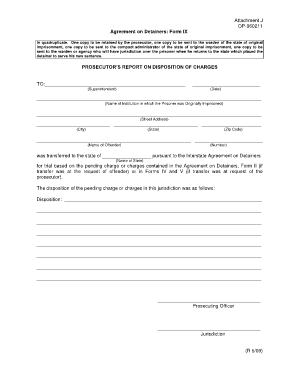 Agreement on Detainers Form IX