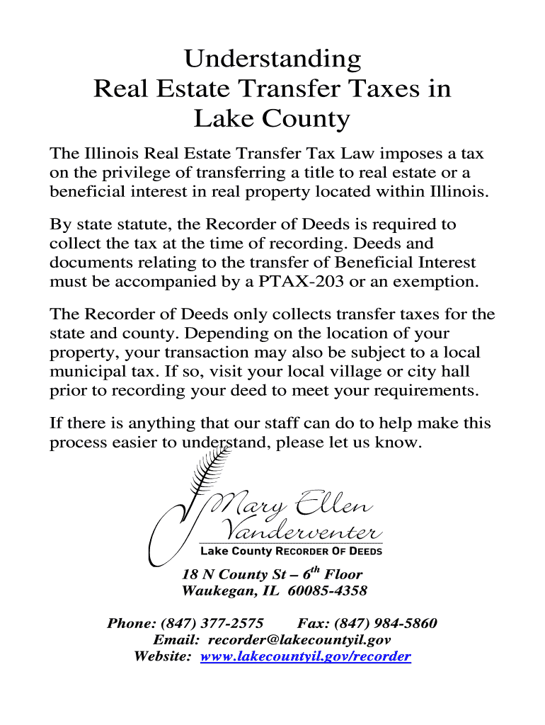 Fillable Online lakecountyil Understanding Real Estate Transfer Taxes