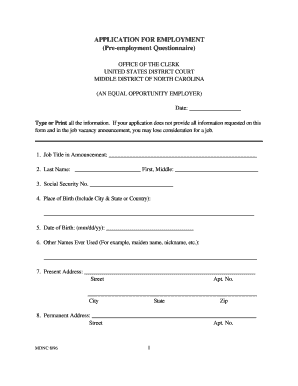 US Federal Employment Application