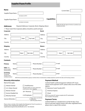 Supplier/Payee Profile Form