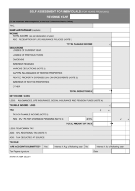 Self Assessment Tax Form I.R.158A SE