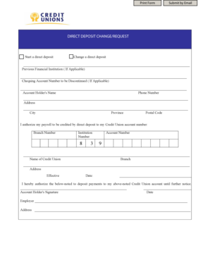 Direct Deposit Change Request Form