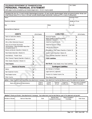 Colorado Personal Financial Statement