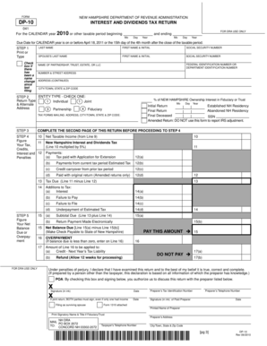New Hampshire DP-10 Interest and Dividends Tax Return