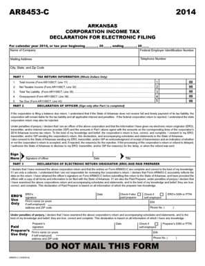 Arkansas Corporation Income Tax Declaration for Electronic Filing