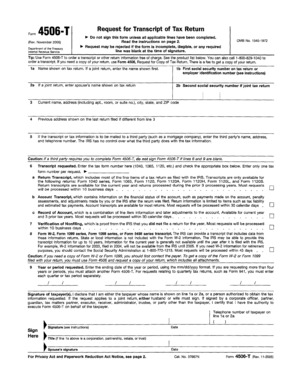 IRS Request for Transcript of Tax Return Form 4506-T