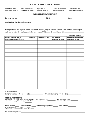 Patient Medication Sheet