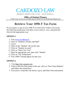 1098-T Tax Form Retrieval Instructions