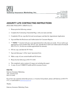 Assurity Life Agent Contracting Kit