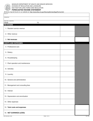 Forecasted Income Statement - health mo