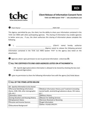 Client Release of Information Consent Form