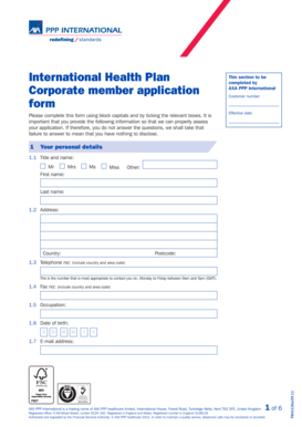 AXA PPP International Health Plan Application Form
