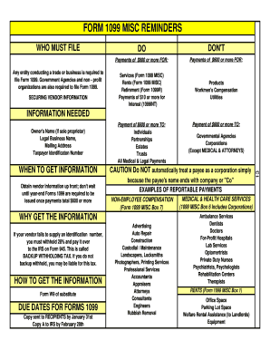 IRS Form 1099 MISC Filing Reminders