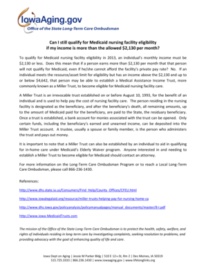 Fillable Online Miller Trust Pdf Iowa Department On Aging Fax Email Print Pdffiller Miller Trust Template