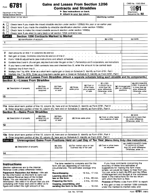 Fillable Online irs ustreas FORM 6781 (1991) - irs ustreas Fax Email
