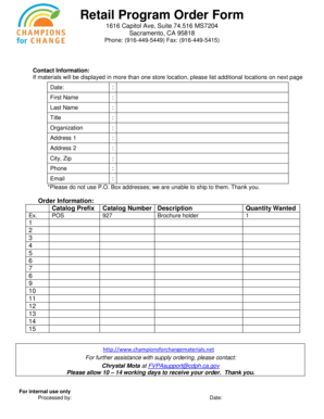 Retail Program Order Form