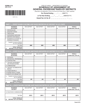 Hawaii General Excise Tax Assignment Form