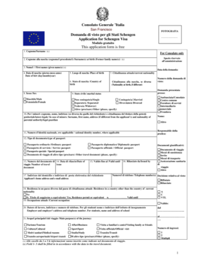 Domanda di visto per gli Stati Schengen