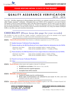 Quality Assurance Verification Form