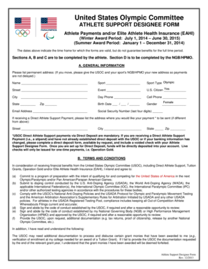 US Olympic Committee Athlete Support Designee Form