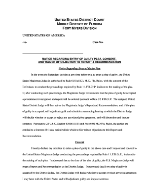 Notice Regarding Entry of Guilty Plea