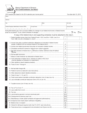 Missouri Credit Institution Tax Return Form 2823