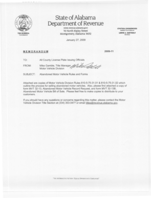 Alabama Abandoned Motor Vehicle Record Request
