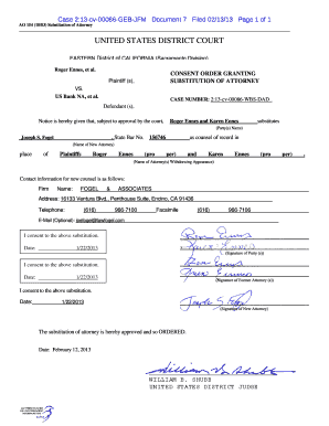 Substitution of Attorney Order